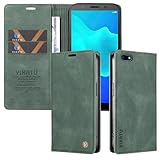 Handyhülle für Huawei Y5 Prime 2018/Honor Play 7 Hülle Klappbar Premium PU Lederhülle Klapphülle Kartenfach Standfunktion Schutzhülle für Huawei Y5 Prime 2018 Flip Hülle Wallet Tasche Cover, Grün