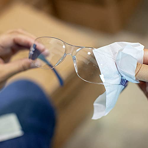Image of BISON LIFE Clear /Blue Safety Glasses for Men & Women, ANSI Z87.1, 12 Pack | Scratch & Impact Resistant Wraparound Safety Goggles, UV Protection Eyewear for Work, Construction, Lab, Industrial