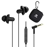 Sleep Earbuds, Hearprotek 2 Pairs Ultra Soft Lightweight Silicone Sleeping Earphone Headphones with Volume Control and mic for Side Sleeper, Snoring, Air Travel, Relaxation (Black)