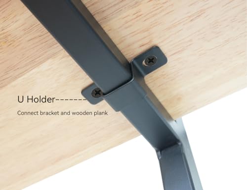 DIYHD 2 Tier Ceiling Mount Pipe Shelf Brackets, Industrial Rustic Black Storage Hanging Pipe Shelf,Max Load 100lbs,No Wooden Plank - Thumbnail 6