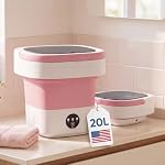 Mini laveuse portable, pliable 20L/5 Lave-linge compact pour dorme, Appartement, RV, Camping, et Voyage, Rose clair