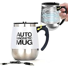 Self Stirring Mug - Rechargeable Magnetic Electric Auto Mixing Stainless Steel Cup for Office/Kitchen/Travel/Home Coffee/Tea/Hot Chocolate/Milk-400 ml/13.5 ozWhite