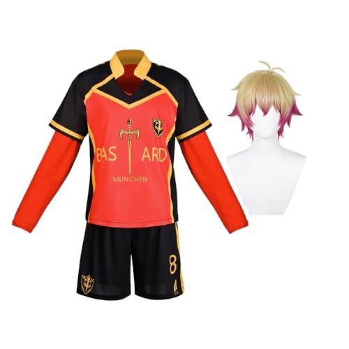 Jiumaocleu Disfraz de anime Alexis Ness con peluca, número 20, camiseta blanca n.º 8, jersey rojo, anime, cosplay, Halloween, juego de rol, fútbol, uniforme, N.º 8 + peluca, M