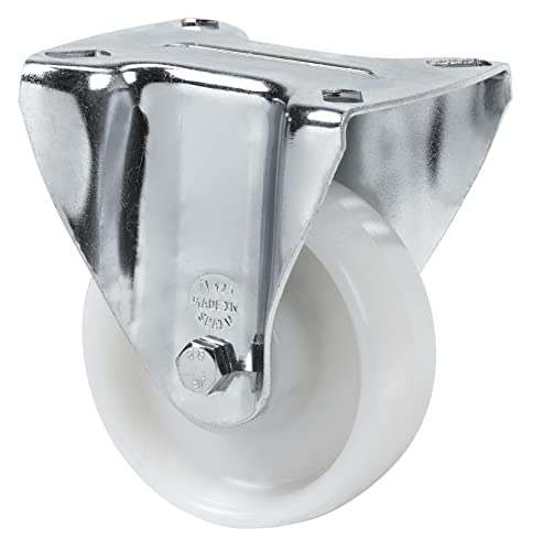 Rueda Industrial Alta Carga Giratoria, RUEDAS ALEX - TV TN, Fijación de Placa Fija, Cojinete Liso, Aro de Nylon, Ø 100 mm