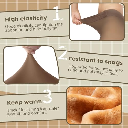 Image of Women's Fleece Lined Tights,Thicken for warmth Opaque Tights T-Crotch Fake sheer Strong Tights For Winter