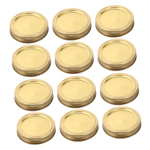 TOPPERFUN 12 Juegos Cierres y Anillos para Tarros de Conserva Tapas Reemplazo para Botes de Boca Regular Juego de Doradas con Sellado Resistente para Alimentos y Bebidas