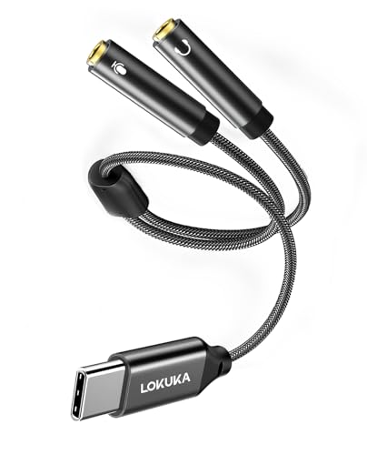 LOKUKA USB-C to TRS 3.5mm Headphone & Mic Splitter Adapter