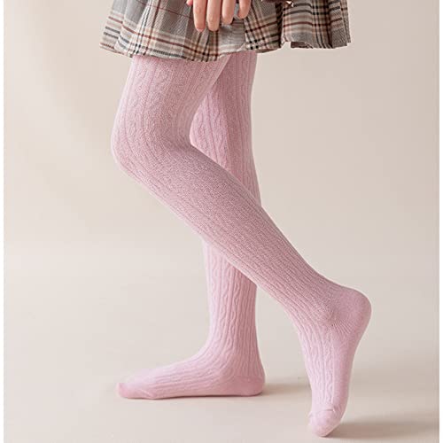 KAGAYD Girls Cotton Thick Fleece Lined Warm Leggings Toddler Girls Cable Knit Tights Full-Footed Solid Tights2