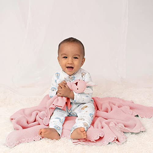 Image of haus & kinder Knitted Baby Blanket with Cuddle Cloth, Breathable Baby Blankets Newborn, Baby Blanket for 0-2 Years, Cozy Blankets for Crib, Nursery & Stroller, New Born Baby Essentials | Musk Rose