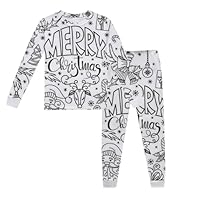 Kɨds Christmas Colorable Paɉama with Hand Painted Comfy Sȴeepwear 2 Piece Soft Unisex DIY Pɉ's Set Coloring Your Own Paɉamas,5Y,A01-White