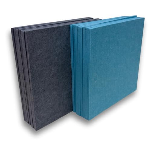 Image of MMT Acoustix Premium Felt Acoustic Panels for Offices, Bedrooms & Studios | Sustainable PET Felt Panels for Echo Reduction & Sound Absorption | 1x1 Ft, 9mm Thick | Silver Sky - Pack of 16