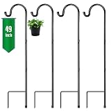 GOFORWILD Shepherd Hook 4 Pack Adjustable, 49 inches Tall, Made of Premium Metal for Garden Decor, P