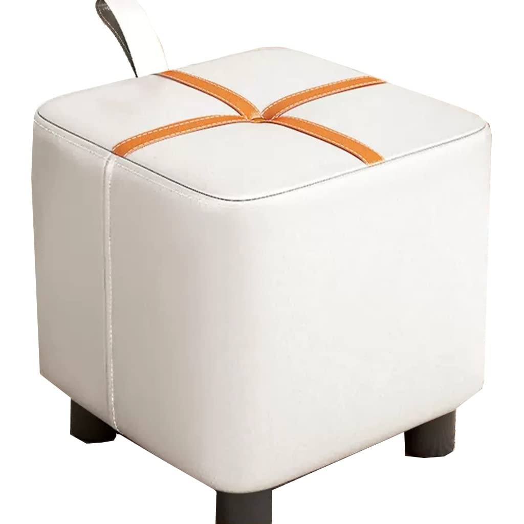 LMMIAOZ Small Footstool Ottoman with Plastic Legs Padded Footrest for Living Room & Bedroom Versatile Sofa Tea Stool & Shoe Change Bench Stylish White Design Ideal