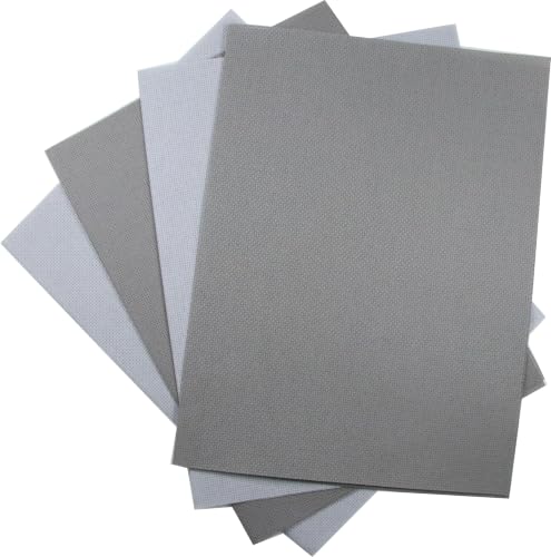 Image of KCS 4 /6 pc of 12 inch x 18 inch(30cmx45cm) 16 Count Cotton Aida Cloth Cross Stitch Fabric (4 pc,Light Grey+Medium Grey)