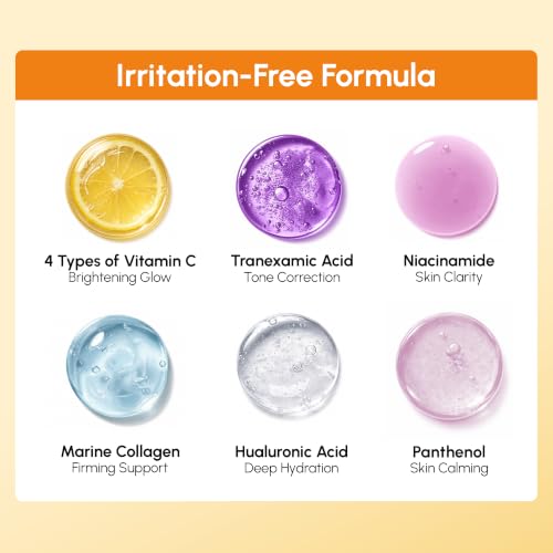 Image of MAREE Vitamin C Toner Pads for Face - Brightening Facial Polishes with 20% Complex: Vitamin C Collagen Niacinamide TXA Body Clarifying Pad- Facial Radiance, Uneven Skin Tone, Acne Clearing Pads