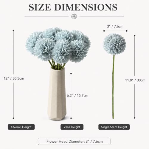 Image of Mandy's 12pcs Artificial Blue Ball Chrysanthemum Flowers