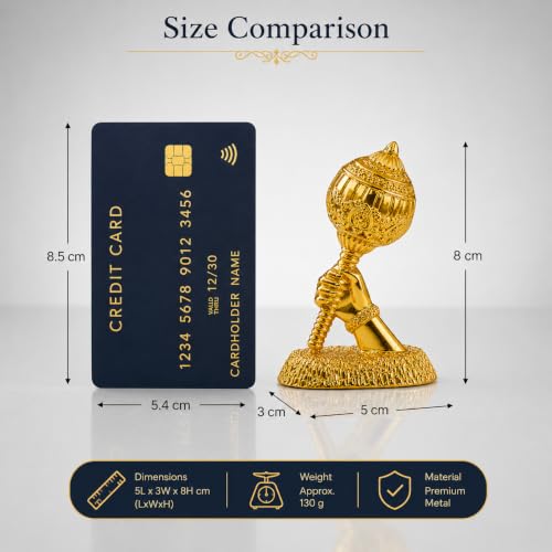 Image of Metal Hanuman Gada for Car Dashboard | Bajrangbali Gada Showpiece for Home Temple, Office Desk & Car, Housewarming Gift | Gift for him | 3.1 Inches | Dual Tape Included (Gold)