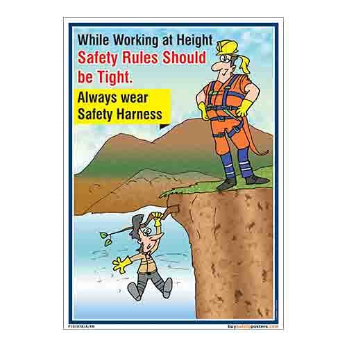 Safety Harness Poster In English Eco Vinyl