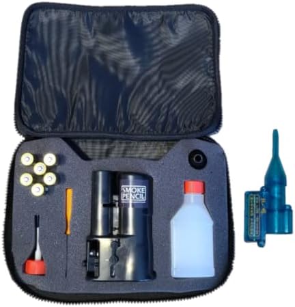 Smoke Pencil Soft Field Kit Pro Air Leak Detection Hazer – Handheld Smoke Stick Draft Detector Machine with Fog Juice for Detecting Leaks, Puffer Tool for HVAC Technicians Energy Raters Auto Mechanics