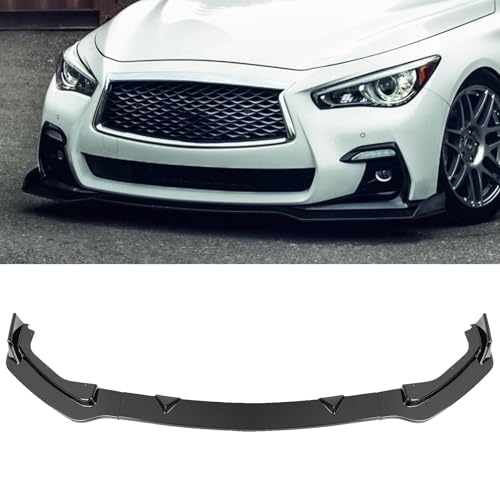 SCITOO 3PCS Front Lip Spoiler 2014-2017 for Infiniti Q50 Accessories Glossy Black Front Bumper Lip Chin Spoiler Splitter Diffuser Protector Body Kit