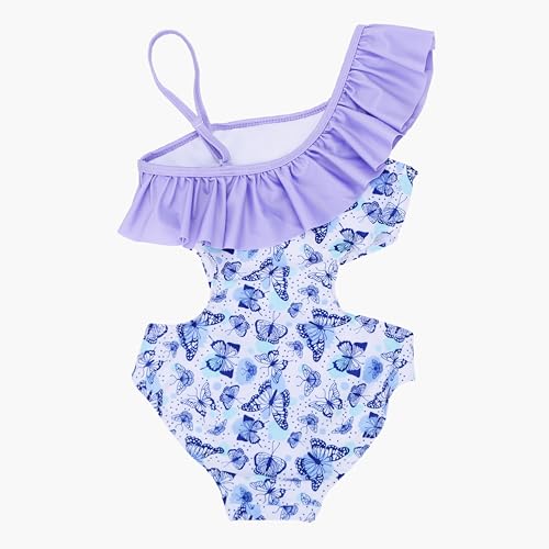 LIZENS Girls' Swimwear Cut Out Trim Ruffle One Piece Beach Bathing Suit for Girls Floral Toddler Kids Swimsuit2