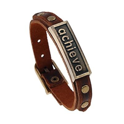 MORE FUN Fashion Ornaments Motivational Inspirational Words Leather Bracelet Brown