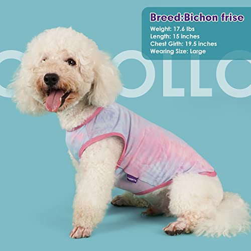 Cyeollo 2 Pack Dog Shirt Tie Dye Sun Protection Dog Summer Tank Top Vest Stretchy Breathable T Shirts Dog Clothes For Small Dogs #TOP4