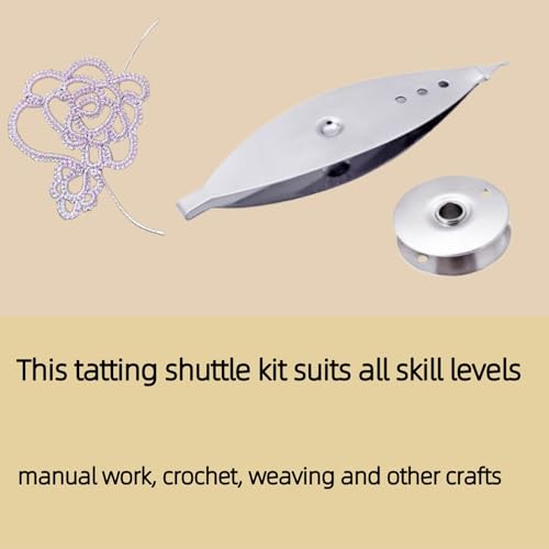 Image of 2pcs Stainless Steel Tatting Shuttle Kit Hand Lace-Making Craft Tool Metal Tatting Shuttle for Knitting, Weaving Machine (Silver)