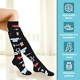YOYOU Compression Socks for Women & Men Fun Knee High Socks Best Support for Nurses Athletic Outdoor Sport Cotton Tube Sock