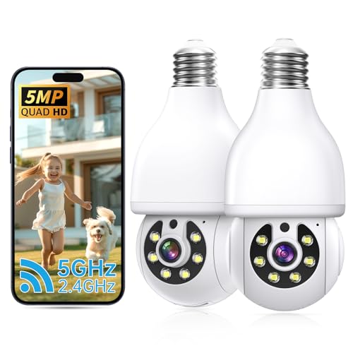 Light Bulb Security Camera 5G&2.4G WiFi Security Cameras Wireless Outdoor