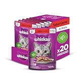 Pack Ração Úmida Whiskas Sachê Carne ao Molho para Gatos Adultos 85 g - 20 unidades