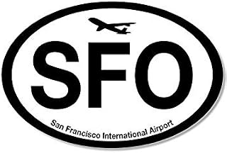MAGNET Oval SFO San Francisco Airport Code Magnet(jet fly air hub pilot ca sf) 3 x 5 inch
