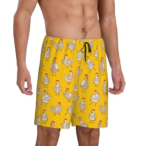 Novastar Mens Pajama Pants - Funny Cute Chicken Yellow Sleep Comfy Shorts Men Pajama Shorts, Pj Pants for Mens Lounge Shorts