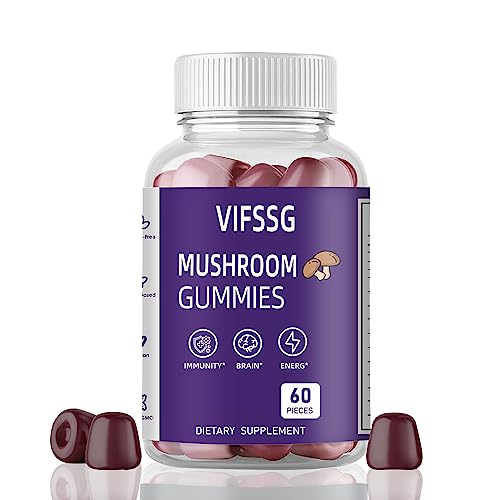 VIFSSG Mushroom Gummies, Sugar Free 10 Mushroom Supplement, Mushroom Complex 2620mg, Turkey Tail, Chaga, Reishi, Cordyceps & Lions Mane Organic Mushroom Extracts, Energy for Men & Women