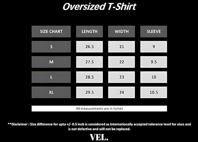 Image of VEL Plain Oversized 100% Pure Heavy Cotton Baggy Fit Drop Shoulder Half Sleeves Round Neck Solid Cotton T-Shirt for Men