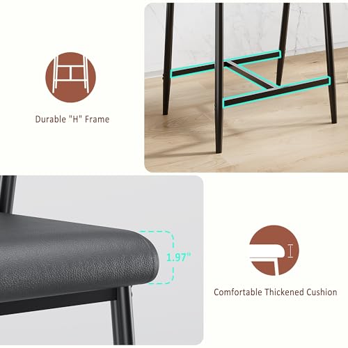 Image of GarveeHome Bar Stools Set of 2, 26.5 in Upholstered Counter Height Bar Stools for 2 with Armrest, Wider Thickened Cushion, Bar Chairs with Backrest for Bar, Dining Room, Kitchen, Retro Black