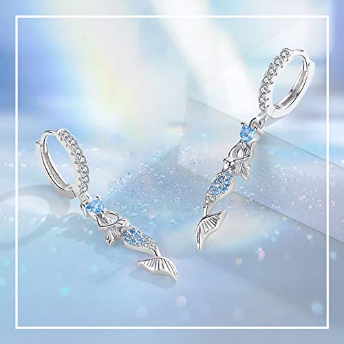 925 Sterling Silver Mermaid Earrings,I Love You to The Moon and Back Necklace Jewelry Gift for Women Girls - Image 3