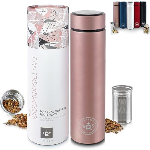 Comparison: Best Tea Tumbler With Infuser 7 Teabloom - The ORIGINAL All-Brew Travel Tumbler & Thermos | OPRAH’s Favorite | 16oz/480ml Stainless Steel Insulated Water Bottle/Tea Flask/Cold Brew Coffee Mug