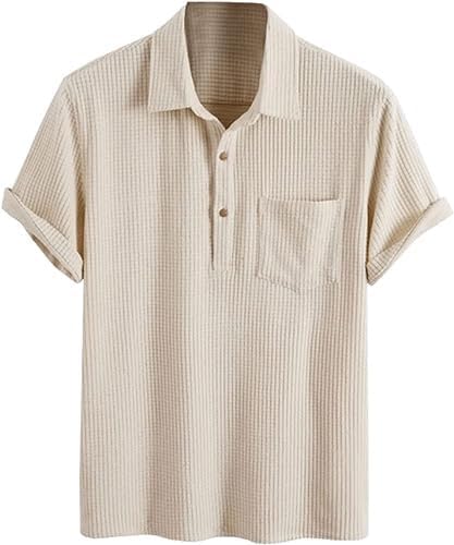 Image of ColorChakra Mens Waffle Knit Polo Tshirt Collar Knitted Shirt for Men M to 3XL