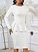 White Dress Women 2025 Elegant Peplum Pencil High Waist Bodycon Midi Stretch for Work Church Cocktail Office Fall Dresses