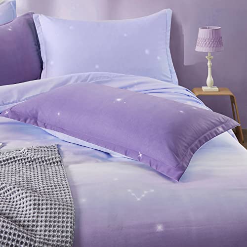 DJY Purple Bedding Set Lavender Gradient Duvet Cover Rainbow Quilt Cover Pillowcase with Zipper Closure for Kids Girls Teens Adults (Single Size 135x200cm) - Image 3