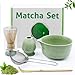 Druuzyl 5 pezzi Set di ciotole in ceramica per matcha, ciotola per matcha, frusta per matcha, spatola,Colino,porta scopa per matcha per la cerimonia del tè immagine