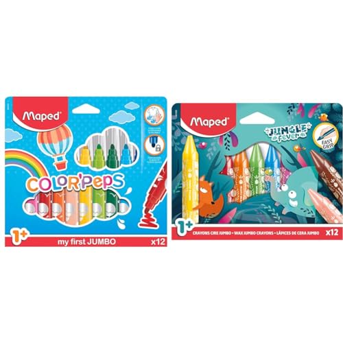 Maped Color'Peps Gros Feutres de Coloriage Premier âge pour Bébé et Enfant dès 1 an & Craies de...
