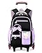 Amythe Schulranzen Mädchen mit Trolley - Schulrucksack mit Rollen für Teenager Mittelschule - 6-Rad Abnehmbar Lässig Großer Schultasche mit Rädern für Mädchen ab 9 Jahre -Lila