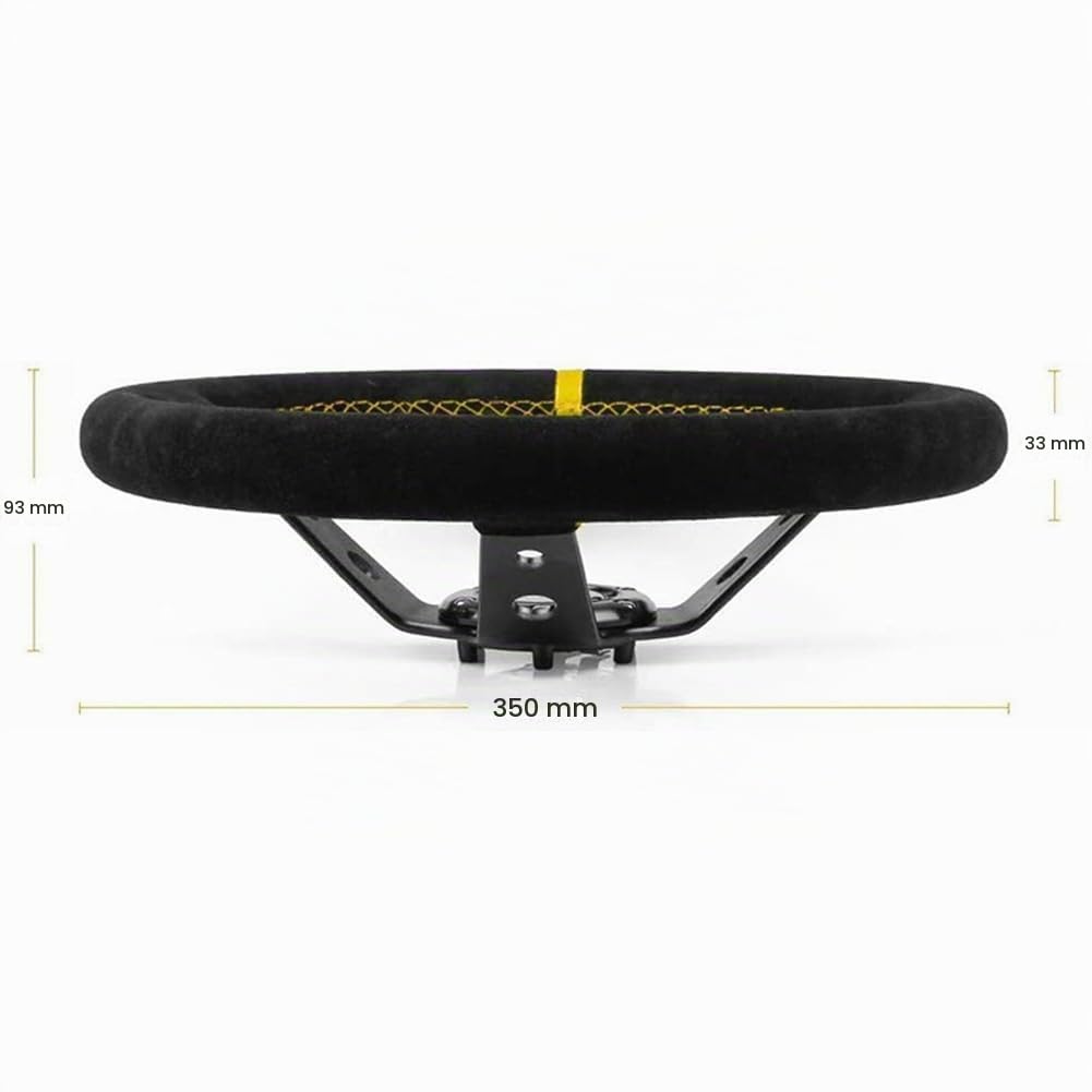 Volante de Carreras Universal, Volante de Gamuza de 350 mm y 6 Pernos para Carreras, Deportes de Motor y Simulación de Conducción de Automóviles