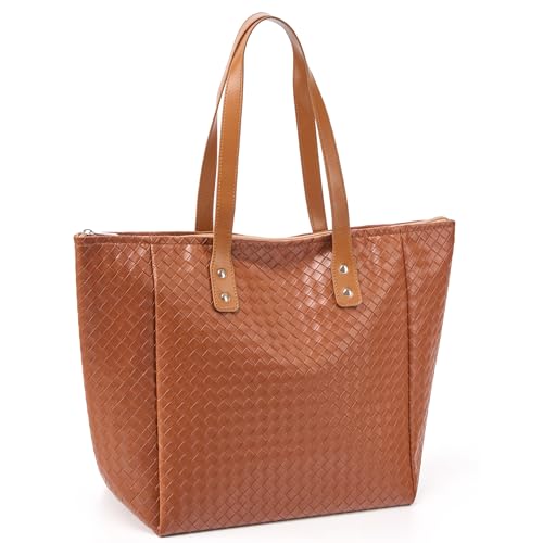Bolso tote para mujer de cuero PU vegano tejido miniatura 1