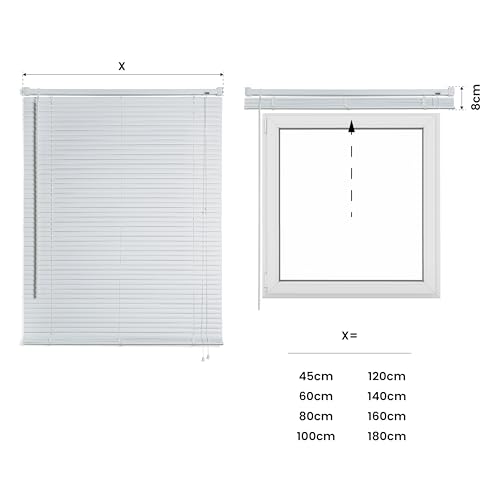 Miniatura 6 de Persianas Venecianas De Aluminio Con Cordón Autobloqueo, Soportes Ocultos Y Fácil Instalación Montaje En Pared O Techo. Persiana Veneciana Y Estores Enrollables Storesdeco Blanco 90x160 Cm