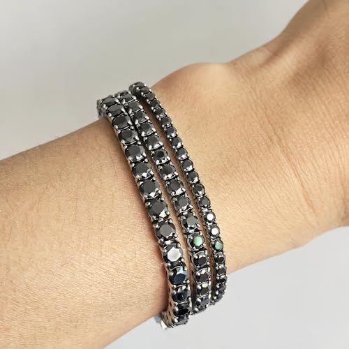 Pulsera de Tenis Moissanite Negro 3-5mm Acero Inoxidable miniatura 6