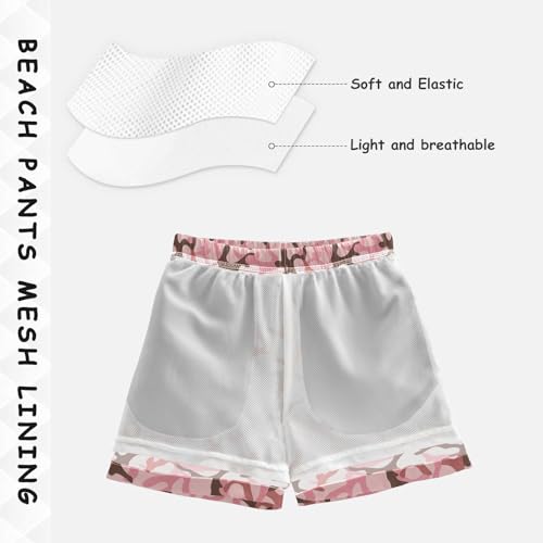 JUNZAN Coral Pink Camo Boys Swim Trunks Toddler Swimming Trunks for Boy Beach Swim Shorts4