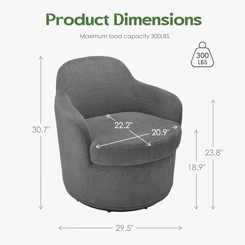 Sillón Giratorio Redondo Gris Polar Fleece miniatura 2